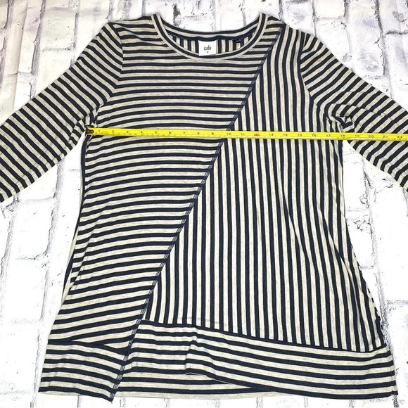 CAbi 3228 Ernest Tunic Top Medium Long Sleeve Comfy Stretch Stripe Asymmetrical - Picture 2 of 9